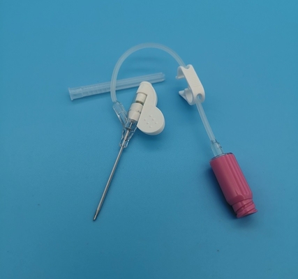 Tipo disponible rosado transfusión de la mariposa de la cánula 20G del intravenoso de sangre de la infusión de la emergencia de la presión positiva