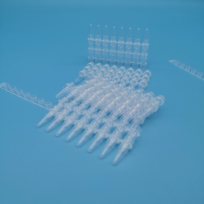 Tubo transparente de la tira de la reacción de la biología molecular de las tiras de tubo de los tubos 8 de la polimerización en cadena de 0,2 ml